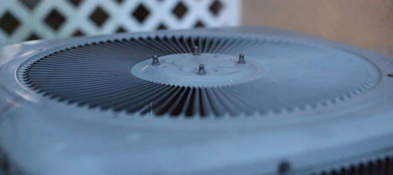 closeup of the top of an outdoor hvac unit